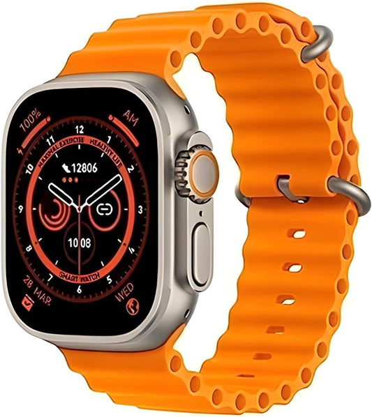 Premium pro S8 Ultra 4G SIM Android Smart Watch Honeycomb Edition, 1.99 inch HD Display, Play Store, Maps, YouTube, Sports, Volte Calling, More Apps (4G SIM Supported) Extra Band (Orange and Black)