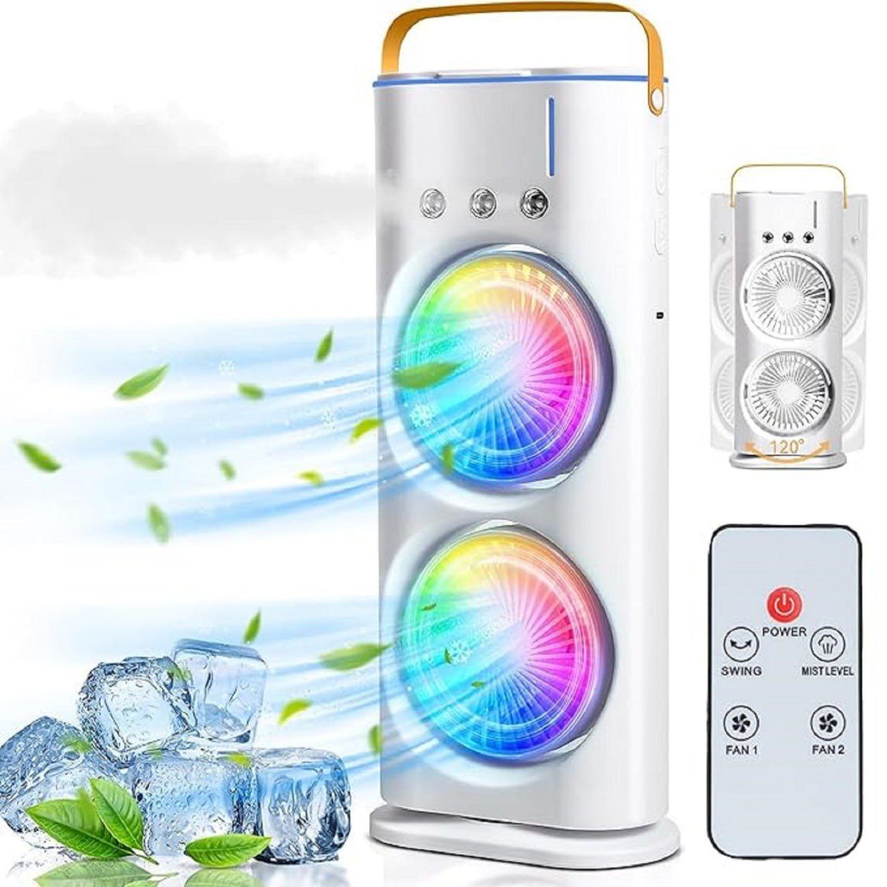 Portable Mini Air Coller Fan Double Ended Spray Cooling Fan With Mist Humidifier Rechargeable Usb fan